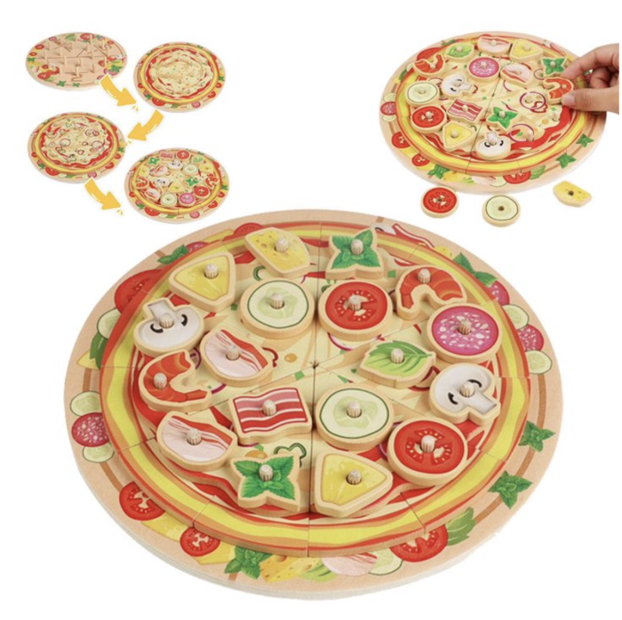 Jucarie educativa Pregateste Pizza, din lemn, 21 cm diametru [9]