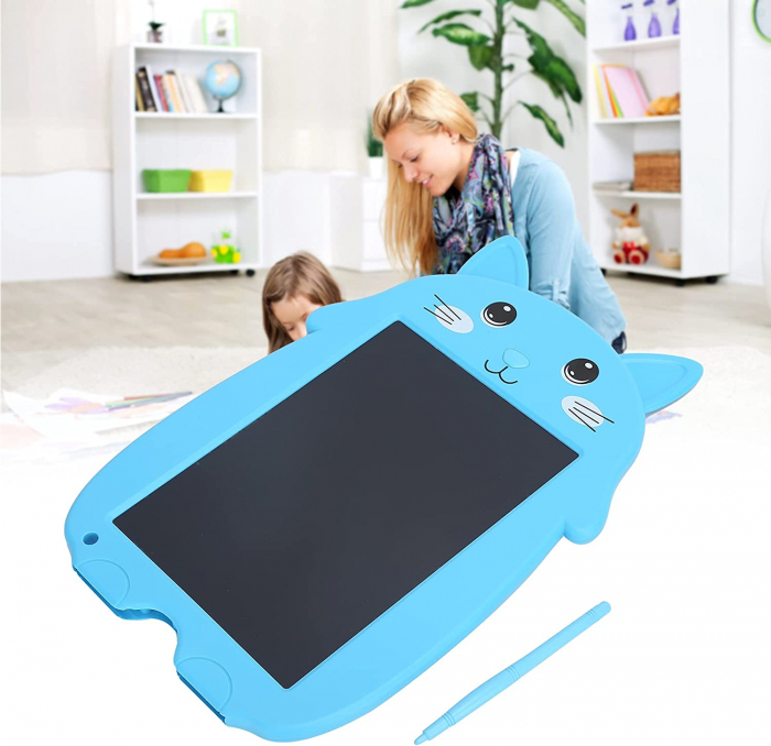 Jucarie educativa Tableta grafica electronica LCD, 9 inch, pisicuta, bleu [8]