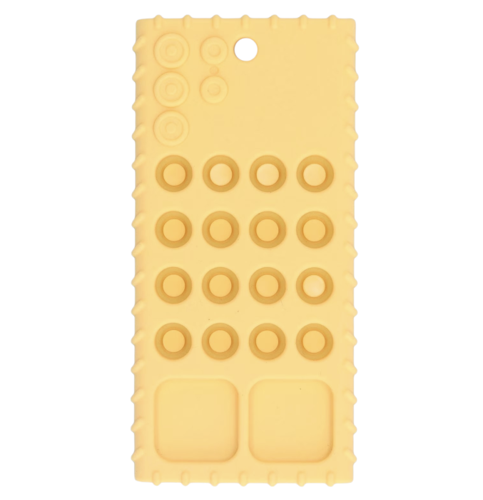 Jucarie gingivala senzoriala pentru bebelusi tip telefon din silicon moale, 12 cm, +3 luni, bleu cu galben [4]