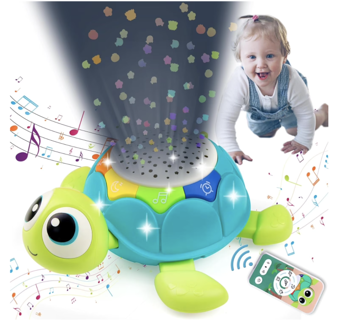 Jucarie interactiva bebelusi 5 in 1 – Testoasa muzicala cu lumini, proiectie si telecomanda [4]