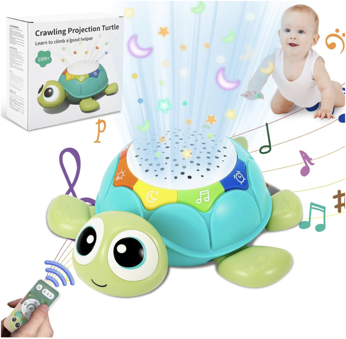 Jucarie interactiva bebelusi 5 in 1 – Testoasa muzicala cu lumini, proiectie si telecomanda [9]