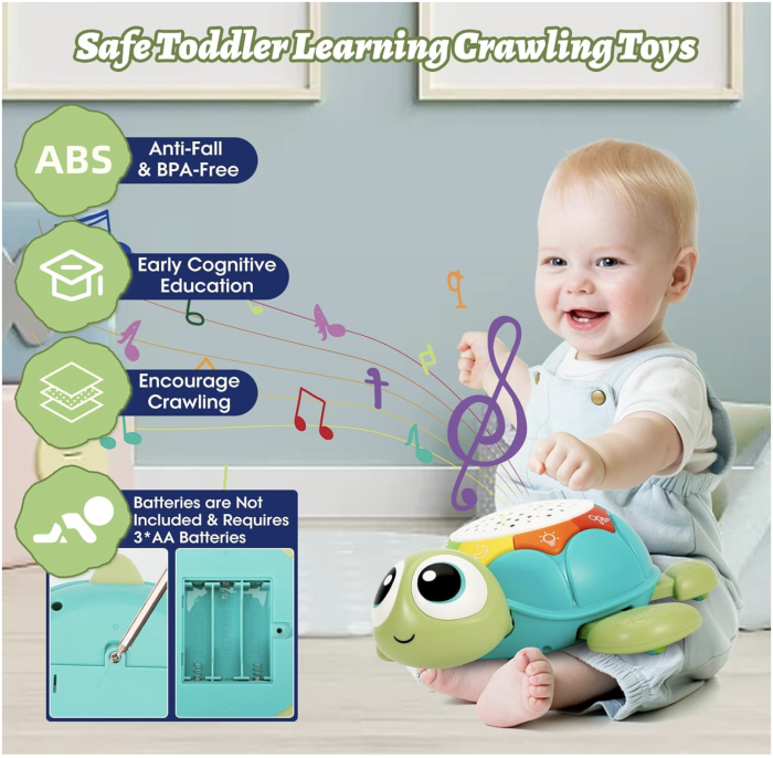 Jucarie interactiva bebelusi 5 in 1 – Testoasa muzicala cu lumini, proiectie si telecomanda [8]