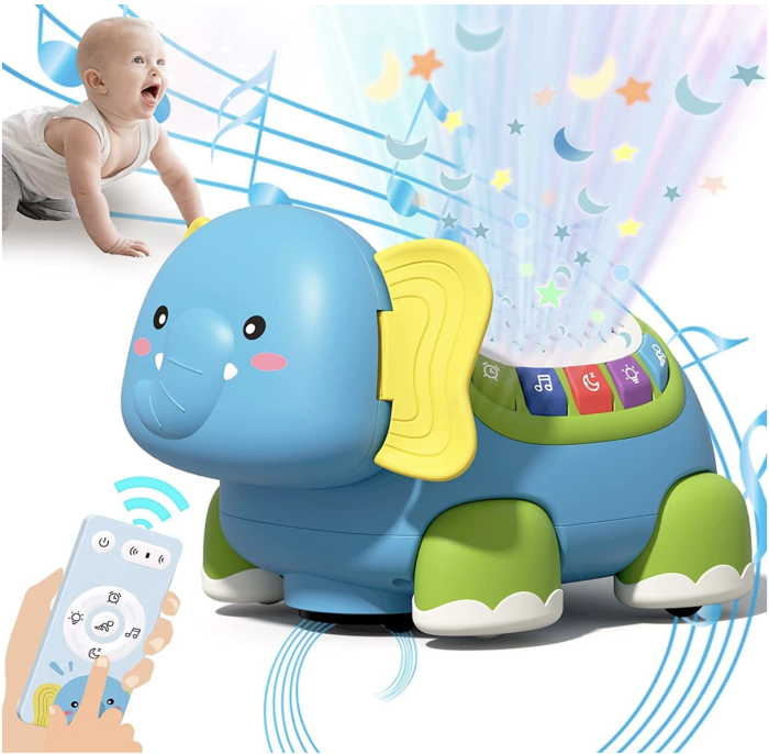 Jucarie interactiva bebelusi – Elefantul muzical cu lumini, proiectie si telecomanda [3]