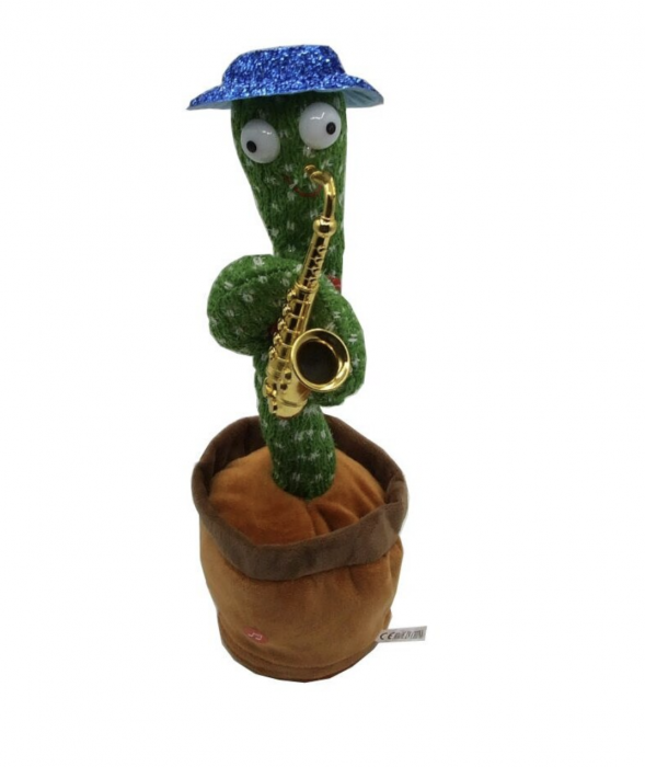 Jucarie interactiva Cactusul dansator cu trompeta - danseaza, canta, imita, repeta din material textil [3]