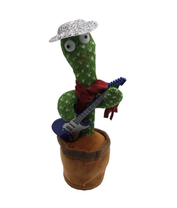 Jucarie interactiva Cactusul dansator cu chitara - danseaza, canta, imita, repeta din material textil [5]