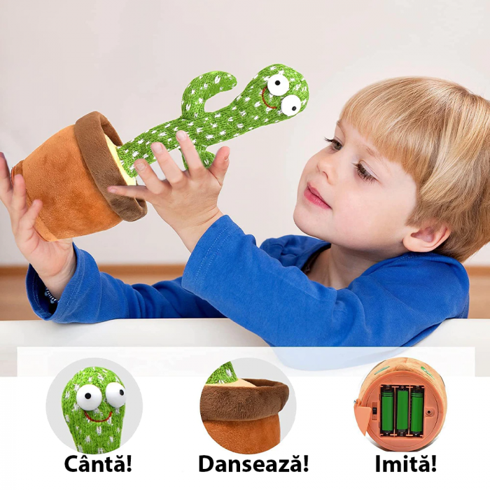 Jucarie interactiva Cactusul dansator - danseaza, canta, imita, din plus, VERDE [5]