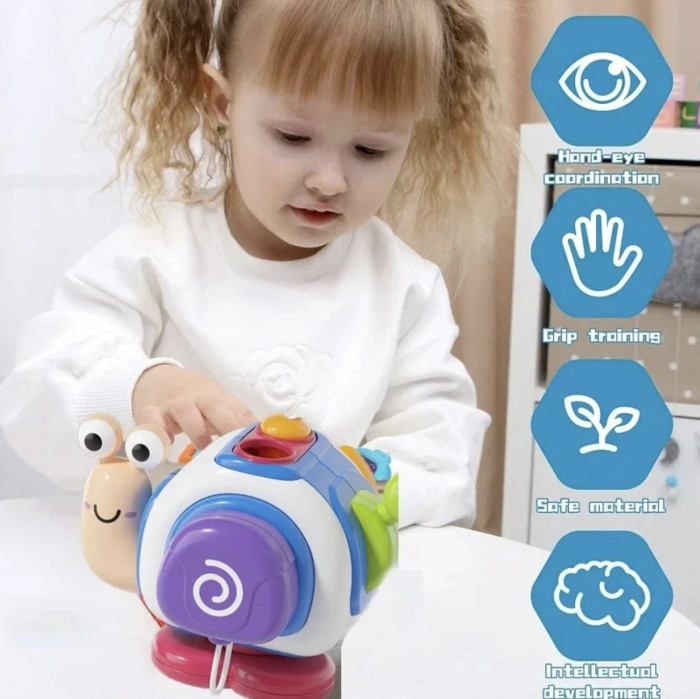 Jucarie interactiva cu 6 activitati pentru bebelusi, Busy Cube - Melc [3]