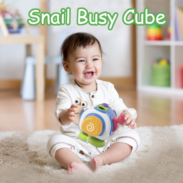 Jucarie interactiva cu 6 activitati pentru bebelusi, Busy Cube - Melc [7]