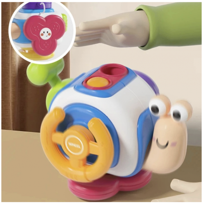 Jucarie interactiva cu 6 activitati pentru bebelusi, Busy Cube - Melc [2]
