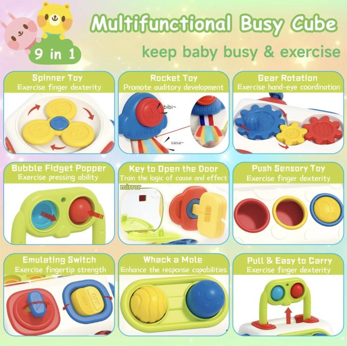 Jucarie interactiva cu 8 activitati pentru bebelusi, Busy Cylinder [6]