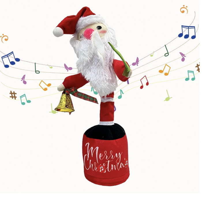 Jucarie interactiva de Craciun cu 50 melodii, acumulator și cablu USB, Mos Craciun dansator [3]