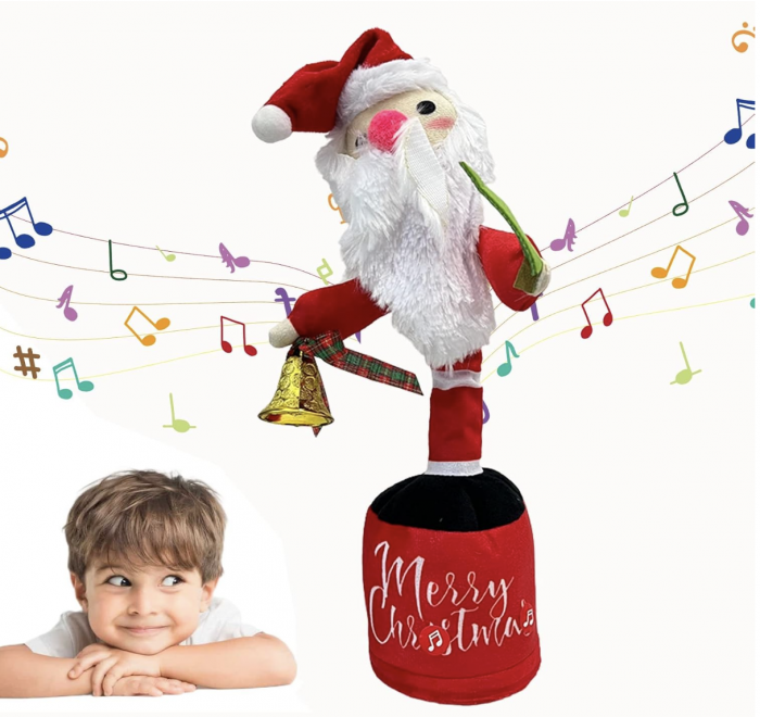 Jucarie interactiva de Craciun cu 50 melodii, acumulator și cablu USB, Mos Craciun dansator [4]