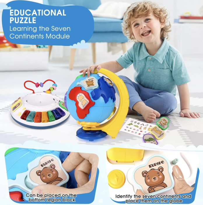 Jucarie interactiva Globul Pamantesc cu sunete, lumini, puzzle si pian educativ [5]