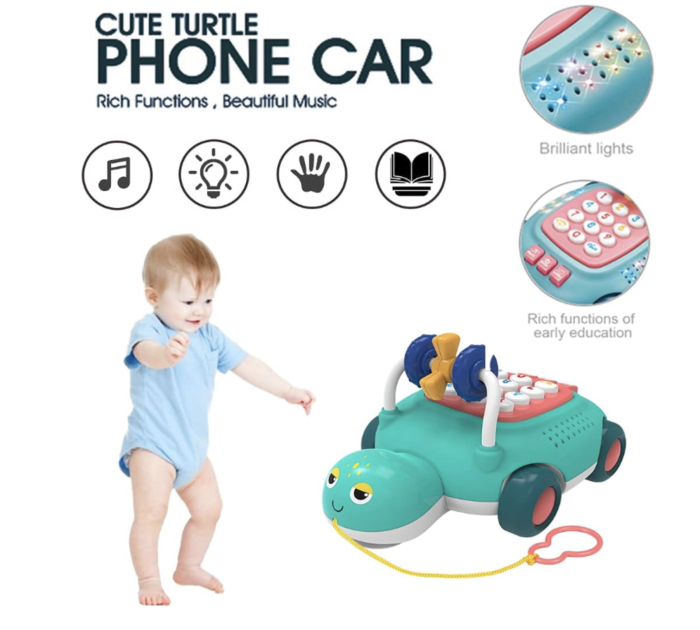 Jucarie interactiva pentru bebe, de tras – Testoasa cu telefon si sunete [5]