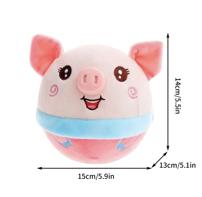 Jucarie interactiva porcusor din plus, 13 cm, cu sunete si functie de sarit, USB [5]