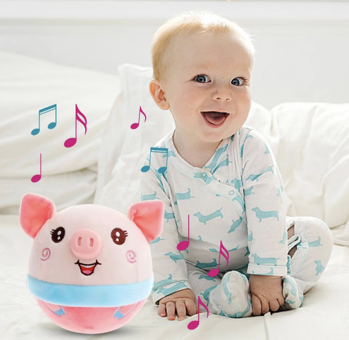 Jucarie interactiva porcusor din plus, 13 cm, cu sunete si functie de sarit, USB [2]