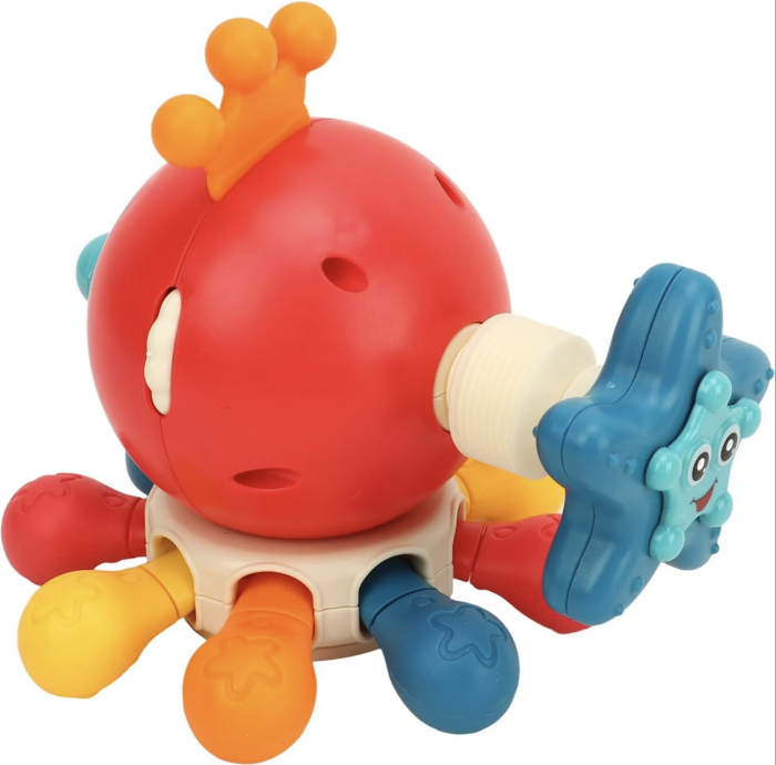 Jucarie interactiva senzoriala 10 activitati pentru bebe Caracatita roiala, rosu [2]