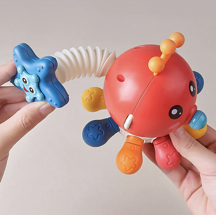 Jucarie interactiva senzoriala 10 activitati pentru bebe Caracatita roiala, rosu [3]