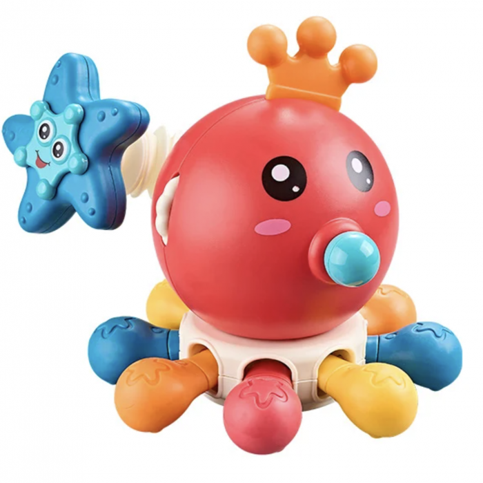 Jucarie interactiva senzoriala 10 activitati pentru bebe Caracatita roiala, rosu [4]