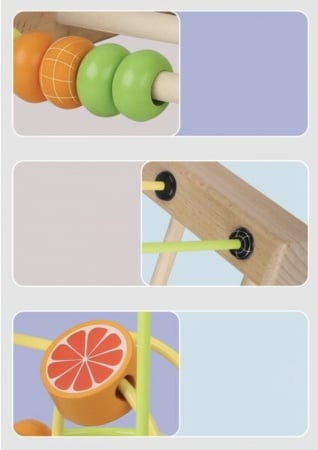 Jucarie labirint spirala cu abac, cu bile de lemn pe sarme, Animale [5]