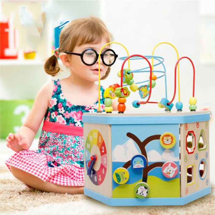 Jucarie Montessori 8 in 1 - Centru de activitati Hexagon [2]