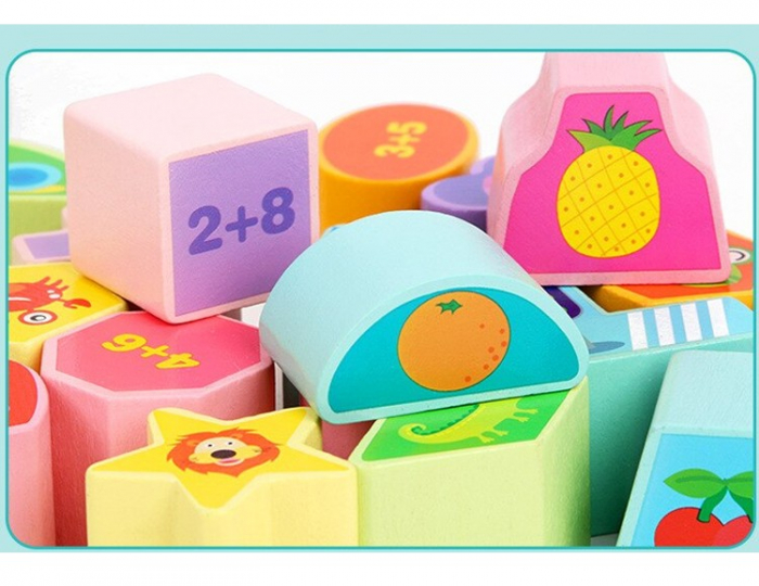Jucarie Montessori Cub 5 in 1, cu fatete sortatoare de forme si circuit cu bile [13]