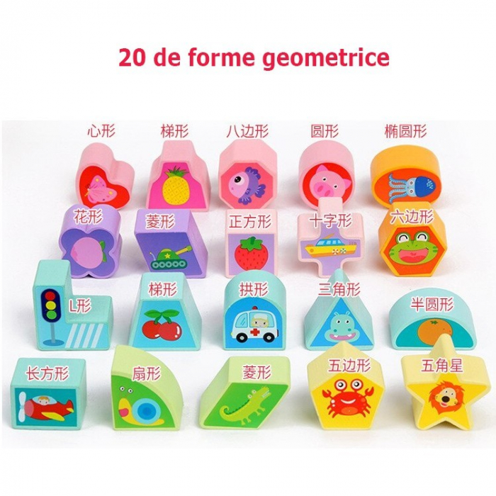 Jucarie Montessori Cub 5 in 1, cu fatete sortatoare de forme si circuit cu bile [12]