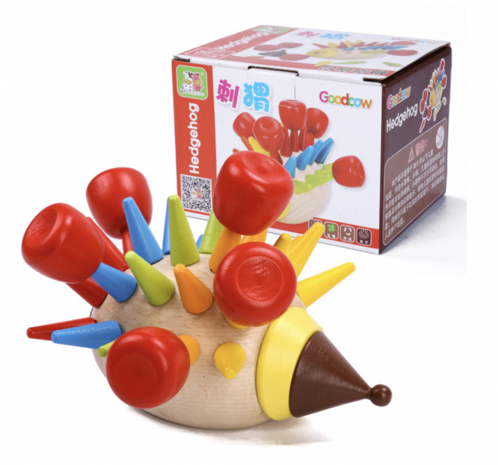 Jucarie Montessori de motricitate fina Ariciul colorat, din lemn [12]