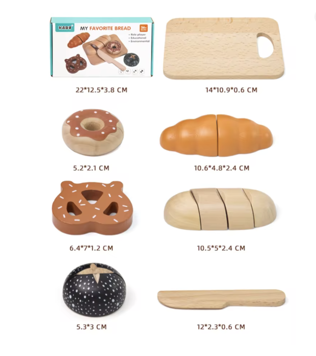 Jucarie Montessori Kabi My Favorite Bread - Set Mic Dejun din Lemn [8]