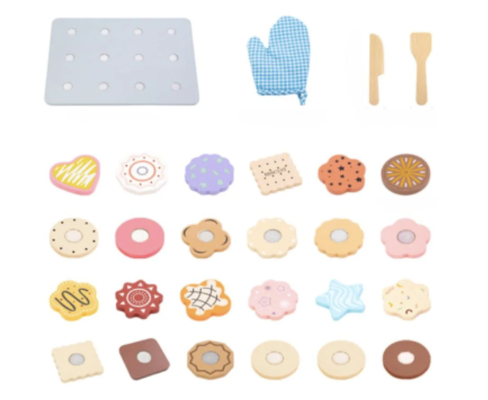 Jucarie Montessori Puzzle Incastru 3D Bake Cookies - Set Cofetarie, din lemn [6]
