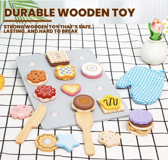 Jucarie Montessori Puzzle Incastru 3D Bake Cookies - Set Cofetarie, din lemn [5]