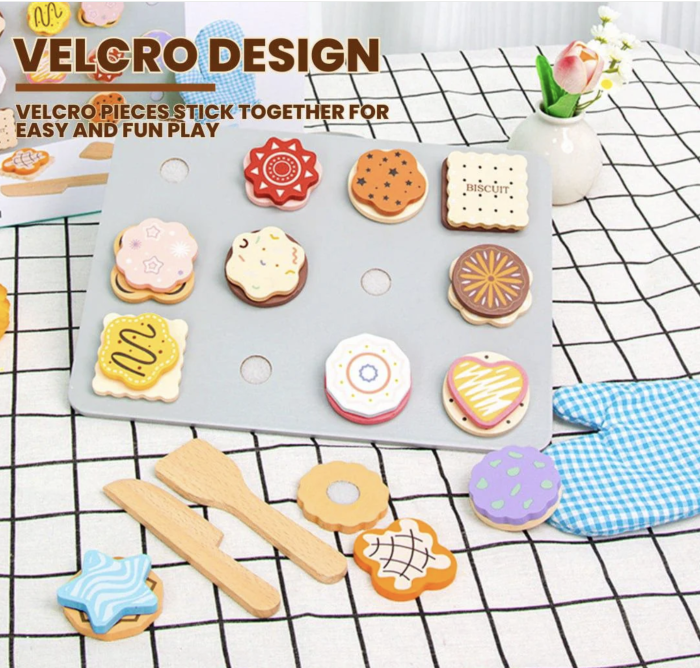 Jucarie Montessori Puzzle Incastru 3D Bake Cookies - Set Cofetarie, din lemn [4]