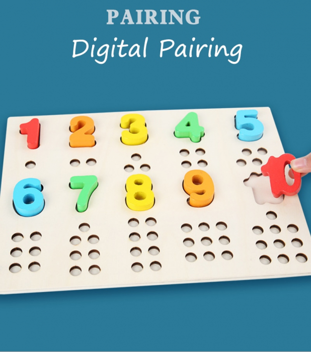 Jucarie Montessori placa multifunctionala de sortare si numarare, cu cifre si bilute [6]