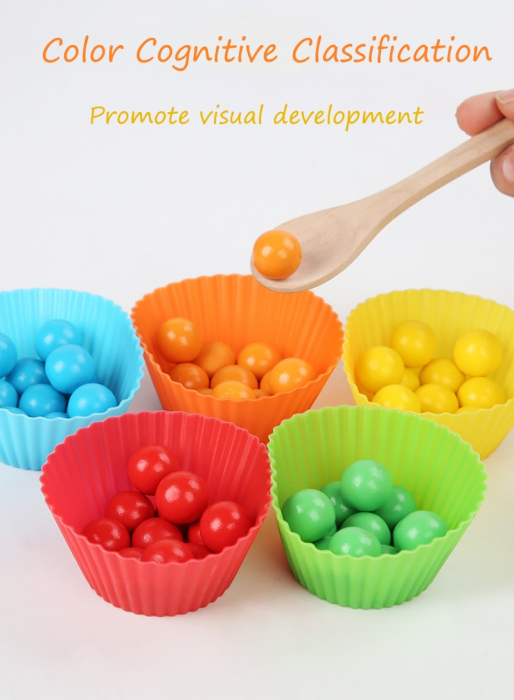 Jucarie Montessori placa multifunctionala de sortare si numarare, cu cifre si bilute [8]