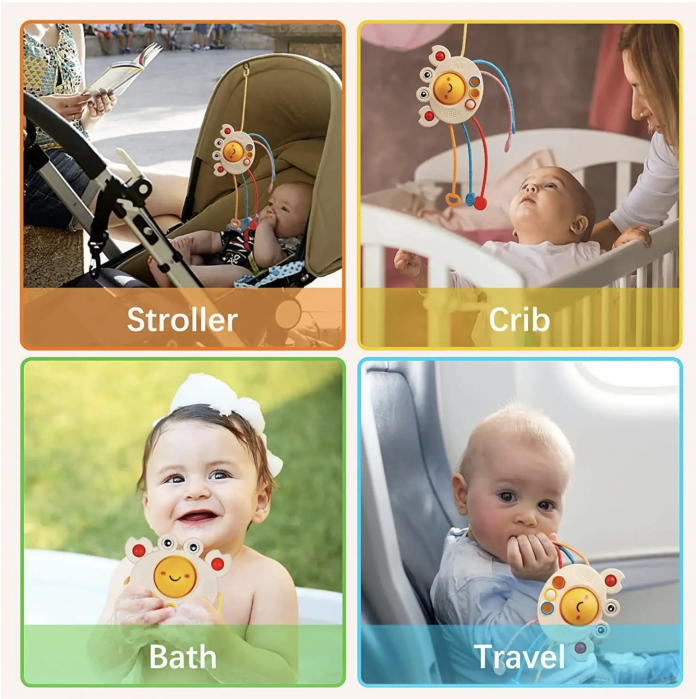 Jucarie Motrica si Senzoriala Bebelusi Trage Crabul de picioare - Crab Puller [9]