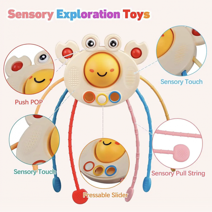 Jucarie Motrica si Senzoriala Bebelusi Trage Crabul de picioare - Crab Puller [11]