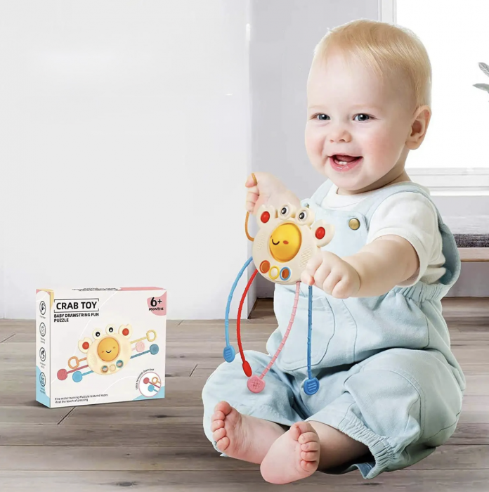 Jucarie Motrica si Senzoriala Bebelusi Trage Crabul de picioare - Crab Puller [7]