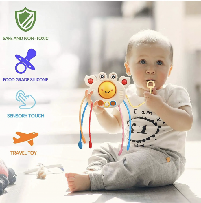 Jucarie Motrica si Senzoriala Bebelusi Trage Crabul de picioare - Crab Puller [10]