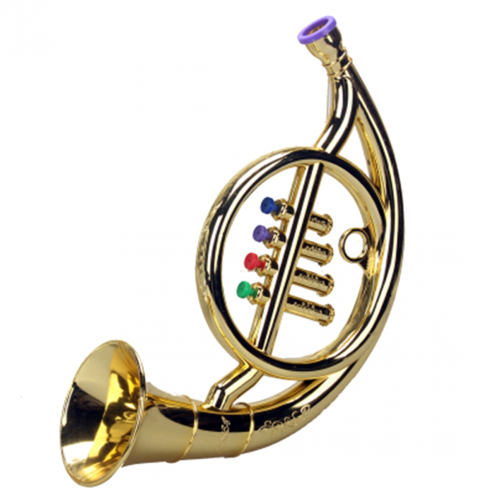 Jucarie muzicala de jazz, corn de suflat - goarna cu 4 clape
