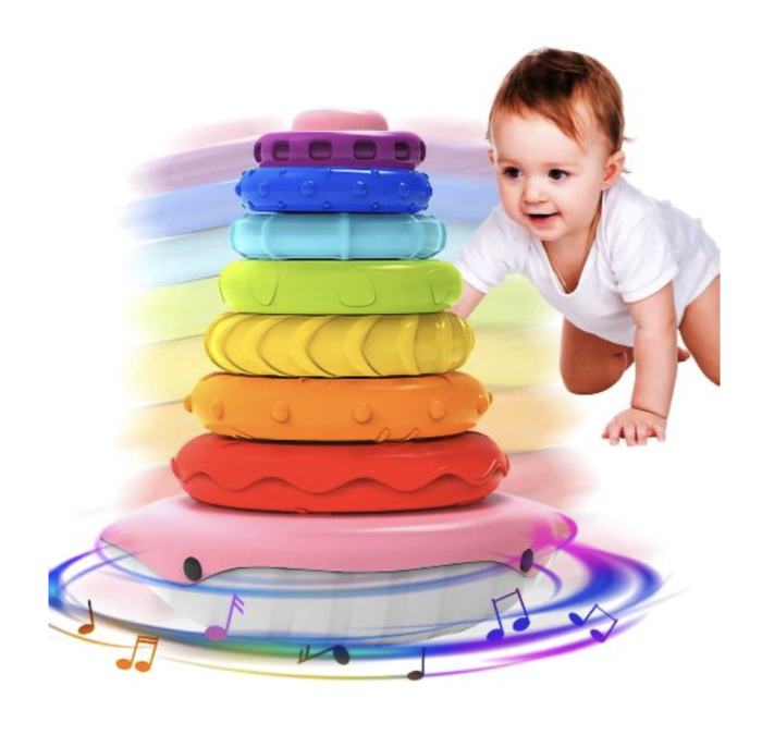 Jucarie muzicala Turnul Stacker Curcubeu cu 7 inele [3]