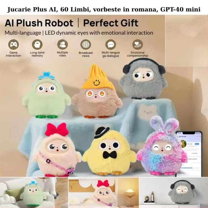 Jucarie Plus AI, 60 Limbi, vorbeste in romana, GPT-40 mini, Gri [5]
