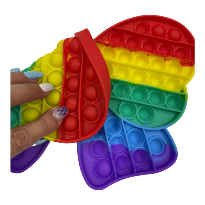 Jucarie POP IT!, antistres, din silicon, FUNDITA Rainbow, 24 cm [4]