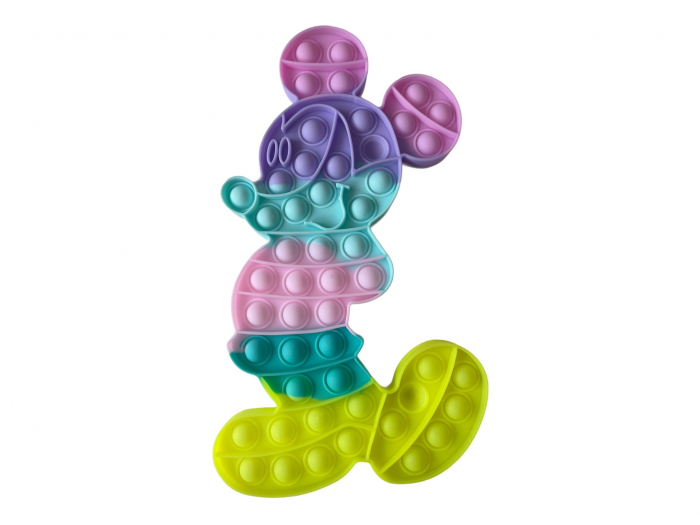 Jucarie POP IT!, antistres, din silicon, Mickey Mouse pastel, 29 cm [4]