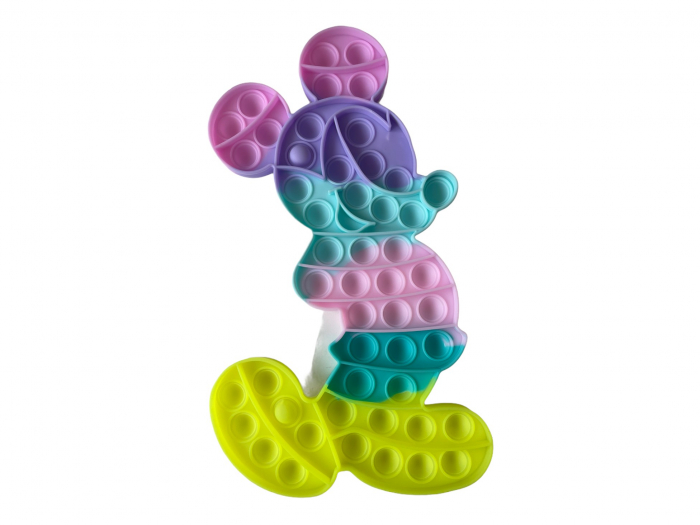 Jucarie POP IT!, antistres, din silicon, Mickey Mouse pastel, 29 cm [2]