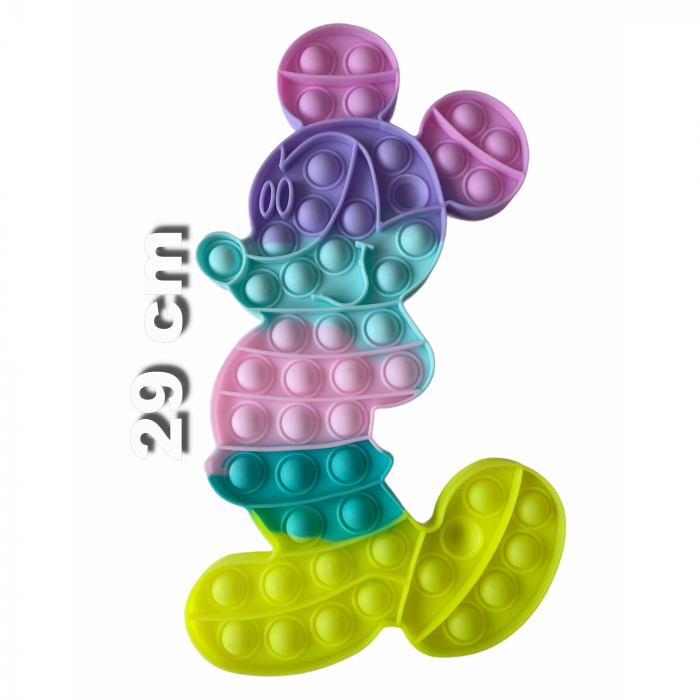 Jucarie pop it!, antistres, din silicon, mickey mouse pastel, 29 cm