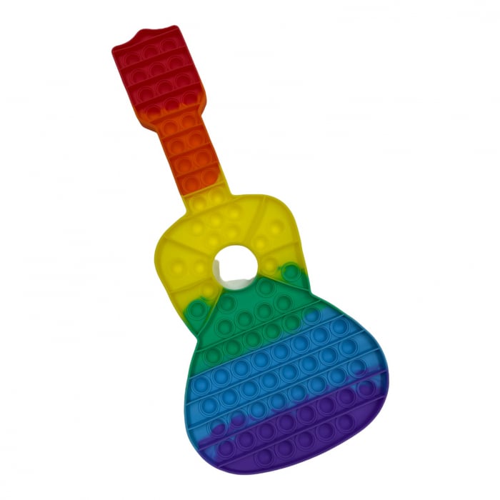 Jucarie POP IT!, GIGANT antistres, din silicon, CHITARA Rainbow, 41 cm [4]