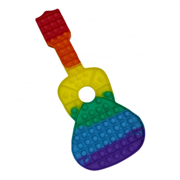 Jucarie POP IT!, GIGANT antistres, din silicon, CHITARA Rainbow, 41 cm [1]