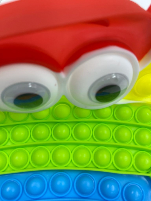 Jucarie POP IT!, GIGANT antistres, din silicon, RAC cu ochi Rainbow, 33 cm [5]