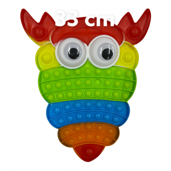 Jucarie POP IT!, GIGANT antistres, din silicon, RAC cu ochi Rainbow, 33 cm [2]