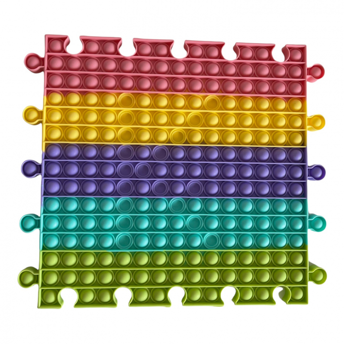 Jucarie pop it!, gigant, multicolor, patrat tip puzzle, 30 cm